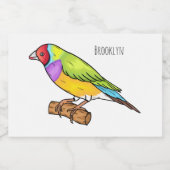 Gouldian finch bird Cartoon Illustration Lebensmitteletikett (Einzelnes Label)