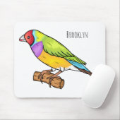 Gouldian finch bird Cartoon Illustration Mousepad (Mit Mouse)