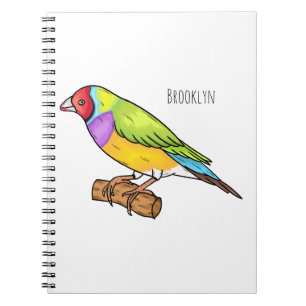 Gouldian finch bird Cartoon Illustration Notizblock