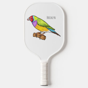 Gouldian finch bird Cartoon Illustration Pickleball Schläger