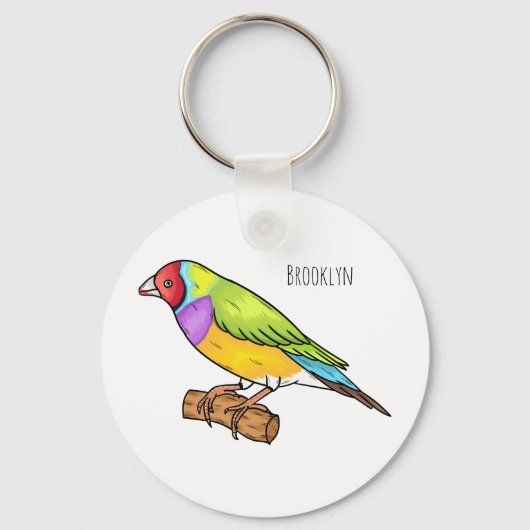 Gouldian finch bird Cartoon Illustration Schlüsselanhänger (Vorderseite)