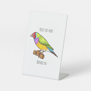 Gouldian finch bird Cartoon Illustration Sockelschild