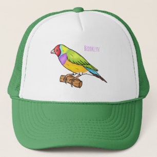 Gouldian finch bird Cartoon Illustration Truckerkappe