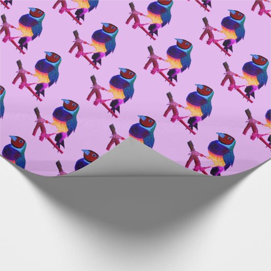 ~ Gouldian Finch ~ Original Art ~ Lila ~ Geschenkpapier (Ecke)