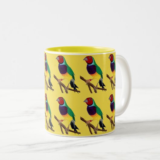 ~ Gouldian Finch ~ Original Art ~ Zweittone-Kaffee Zweifarbige Tasse (VorderseiteRechts)