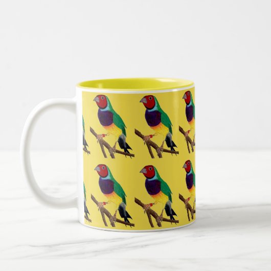 ~ Gouldian Finch ~ Original Art ~ Zweittone-Kaffee Zweifarbige Tasse (Links)