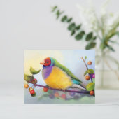 Gouldian Finch realistisches Bild Postkarte (Stehend Vorderseite)