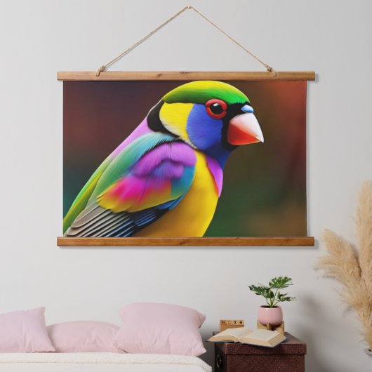 Gouldian Finch Wall Tapestry Wandteppich Mit Holzrahmen (Schlafzimmer)