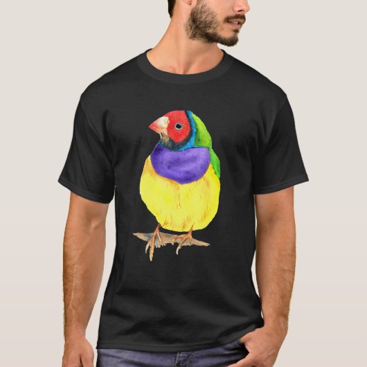 Gouldian Finish Aquarellvogel bunt T-Shirt (Vorderseite)