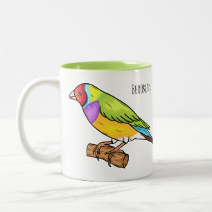 Gouldian-Fink Cartoon-Illustration  Zweifarbige Tasse