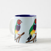 ~ Gouldian Fink ~ ursprüngliches Kunst ~ Zweifarbige Tasse (Vorderseite Links)