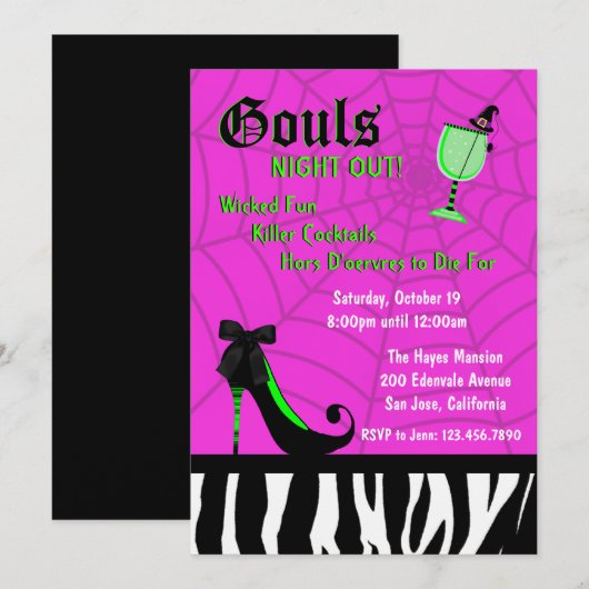 Gouls Night Out Einladung [Rosa] (Vorne/Hinten)