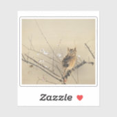 Goun Owl with Early Plum Blossoms Woodblock Aufkleber (Blatt)