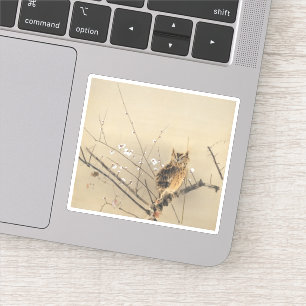 Goun Owl with Early Plum Blossoms Woodblock Aufkleber