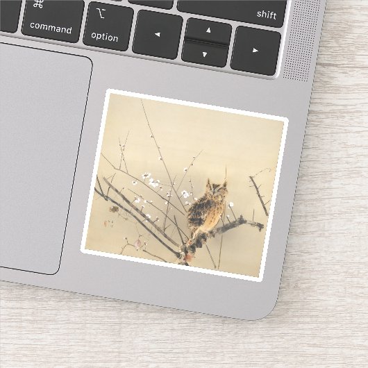 Goun Owl with Early Plum Blossoms Woodblock Aufkleber (Detail)