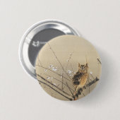 Gouns Eule und frühe Pflaumenblüten Button (Vorne & Hinten)