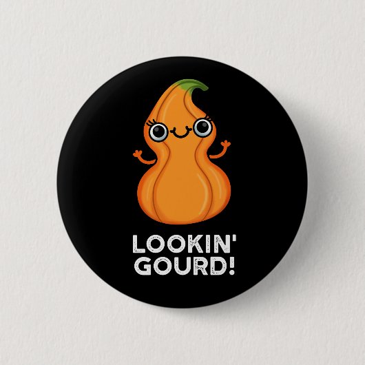 Gourd Funny Veggie Pun Dark BG Button (Vorderseite)