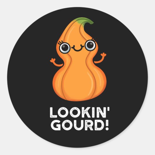 Gourd Funny Veggie Pun Dark BG Runder Aufkleber (Vorderseite)