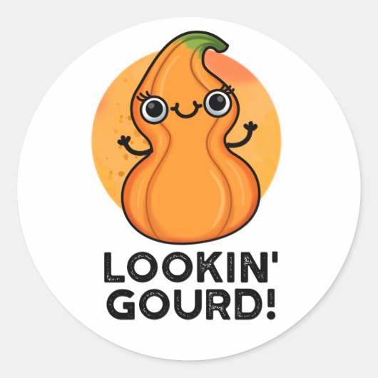 Gourd Funny Veggie Pun suchen Runder Aufkleber (Vorderseite)