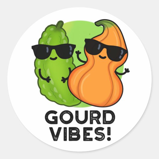 Gourd Vibes Funny Veggie Pun Runder Aufkleber (Vorderseite)
