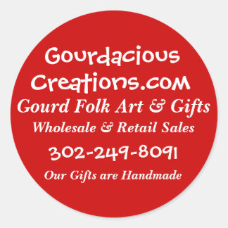 Gourdacious, Creations.com, Gourd Folk Art & Gi... Runder Aufkleber
