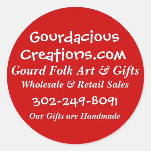 Gourdacious, Creations.com, Gourd Folk Art & Gi... Runder Aufkleber (Vorderseite)