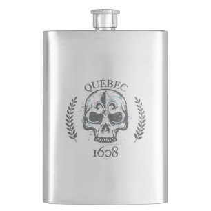 Gourde Flasque alcool Québec Skull/Crane Biker Flachmann