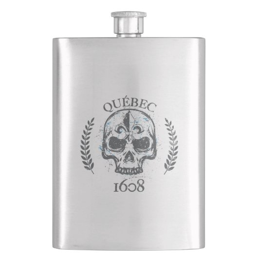 Gourde Flasque alcool Québec Skull/Crane Biker Flachmann (Vorderseite)