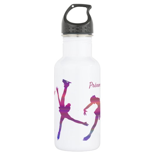Gourde pour patineuse sur glace - Arc en ciel rose Edelstahlflasche (Vorderseite)