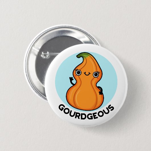 Gourdgeous Funny Gourd Veggie Pun Button (Vorne & Hinten)