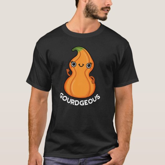 Gourdgeous Funny Gourd Veggie Pun Dark BG T-Shirt (Vorderseite)