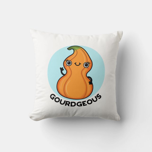 Gourdgeous Funny Gourd Veggie Pun Kissen (Vorderseite)