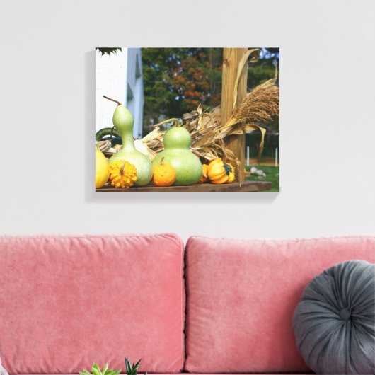 Gourds Cornstalks Farm Stand Herbst Leinwanddruck (Insitu (Wohnzimmer))