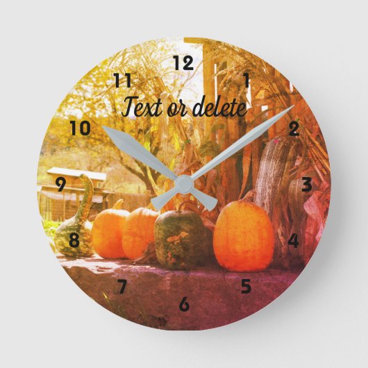 Gourds Pumpkins Farm Stand Abstrakt Personalisiert Runde Wanduhr (Vorderseite)