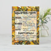 Gourds Pumpkins und Cat Halloween-Party Einladung (Stehend Vorderseite)