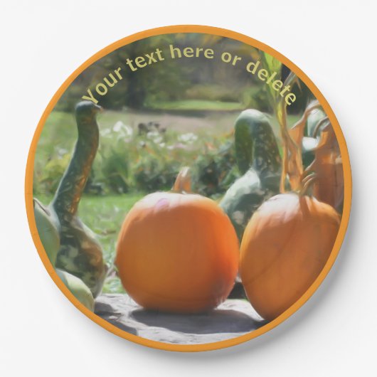 Gourds und Pumpkins Fall Art Personalisiertes Part Pappteller (Vorderseite)