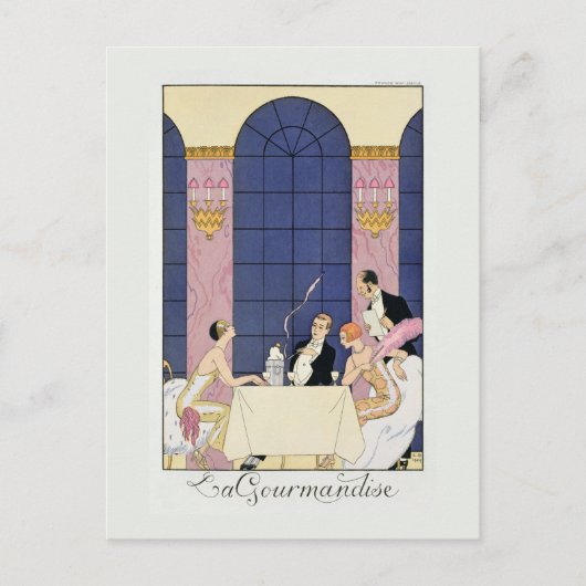 Gourmands, 1920-1930 (pochoir print) postkarte (Vorderseite)