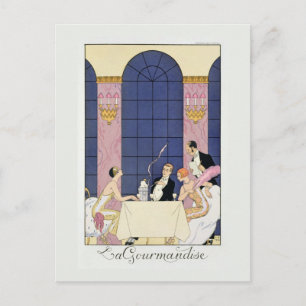 Gourmands, 1920-1930 (pochoir print) postkarte