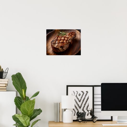 Gourmet Beef Steak mit perfekten Sear Markierungen Poster (Heimbüro)