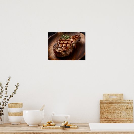 Gourmet Beef Steak mit perfekten Sear Markierungen Poster (Küche)
