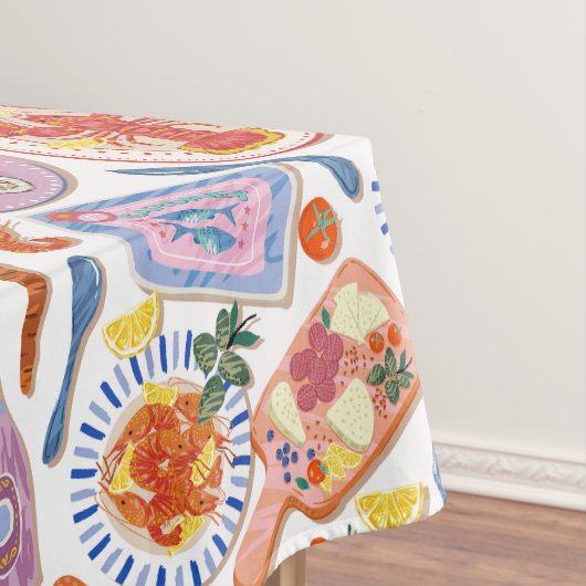 Gourmet Bites Food Pattern Pastel Kitchen  Tischdecke (Beispiel)