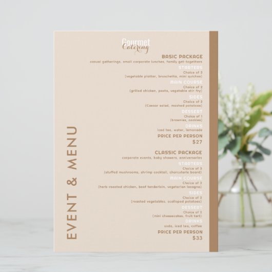 Gourmet Catering Flat Menu Menükarte (Stehend Vorderseite)