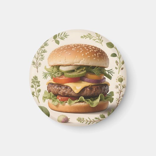 Gourmet-Cheeseburger-Illustration Magnet (Vorne)