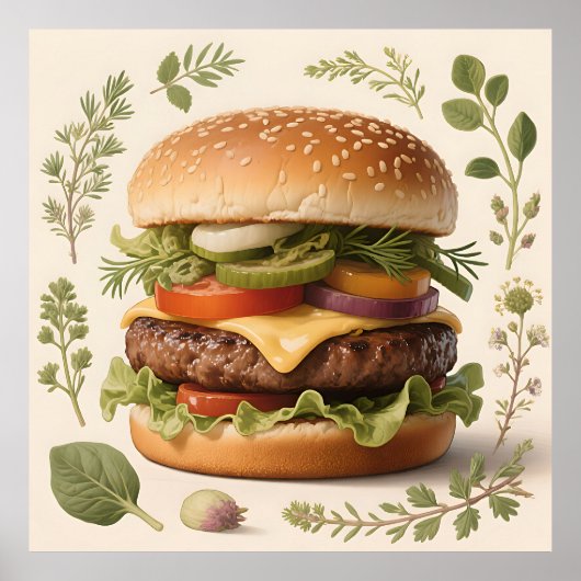 Gourmet-Cheeseburger-Illustration Poster (Vorne)