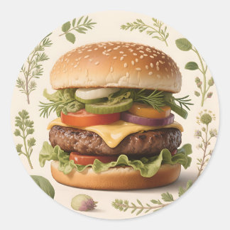 Gourmet Cheeseburger Illustration Runder Aufkleber