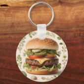 Gourmet-Cheeseburger-Illustration Schlüsselanhänger (Rückseite)