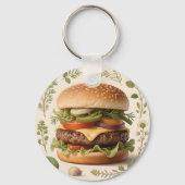 Gourmet-Cheeseburger-Illustration Schlüsselanhänger (Rückseite)
