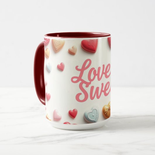 Gourmet Chocolate Valentine "Love Is Sweet" Tasse (Vorderseite Links)
