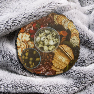 Gourmet Delight - Charcuterie Brettkissen Rundes Kissen