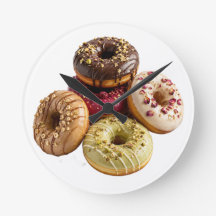 Gourmet-Donut-Küchenwanduhr | Farbige Bäckerei